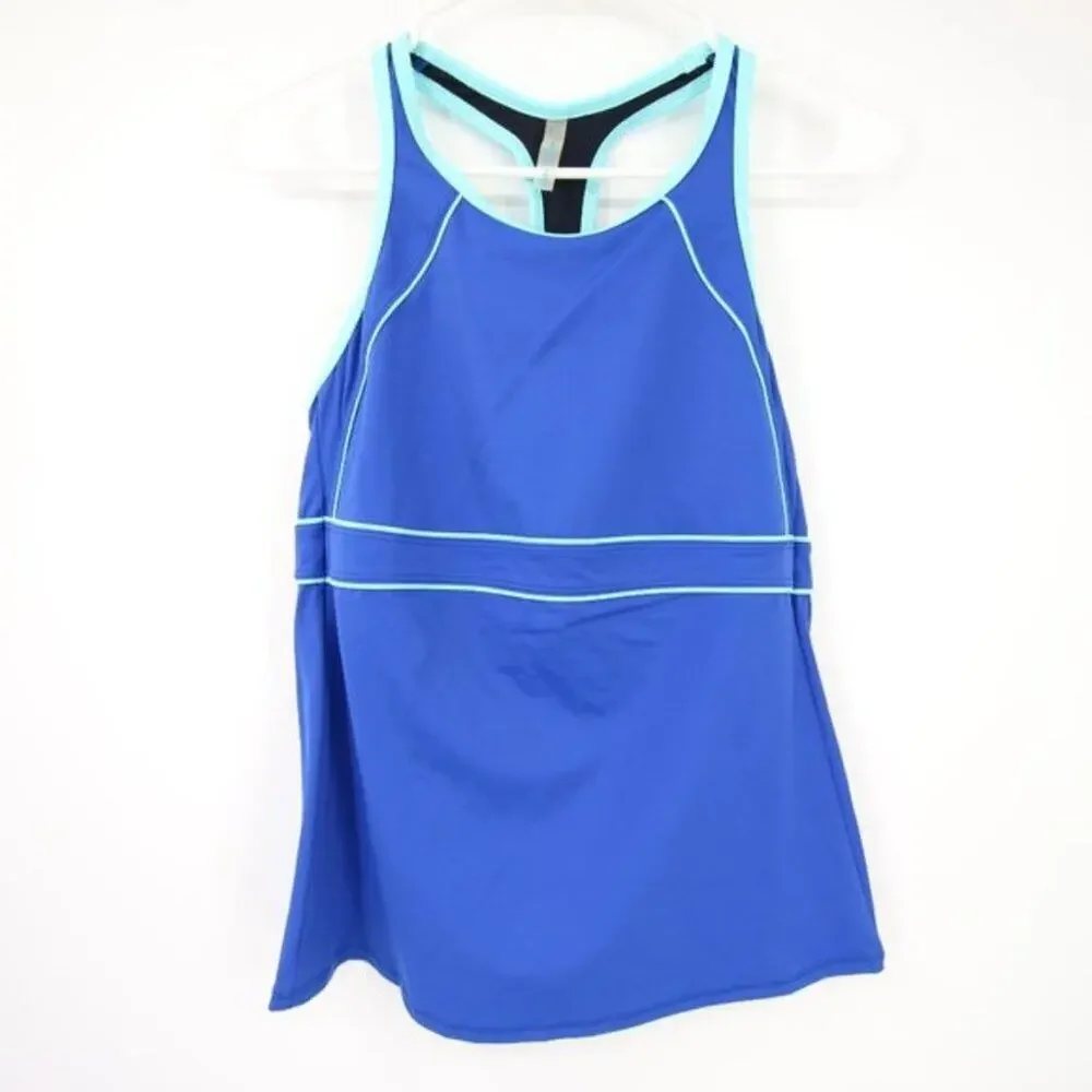 Lands End Swim Top Tankini Size 8 Blue Racerback New without Tags - Picture 1 of 7